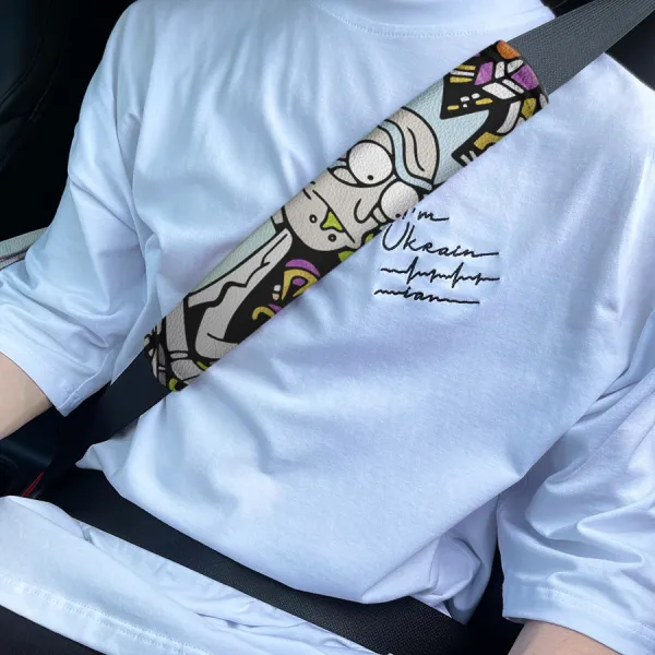 Cartoon Morty v1 Portal Funny Eco Leather Printed Car Seat Belt Cover>