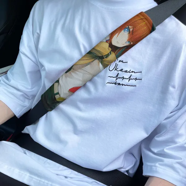 Kurisu Makise v1 Amadeus Future Gadget Lab Rintaro Okabe Hot Sexy Girl Weeb Otaku Eco Leather Printed Car Seat Belt Cover>