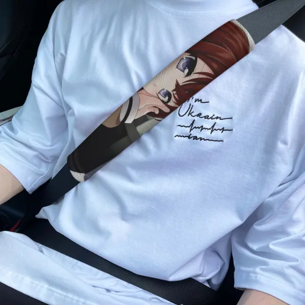 Kurisu Makise v2 Amadeus Future Gadget Lab Rintaro Okabe Hot Sexy Girl Weeb Otaku Eco Leather Printed Car Seat Belt Cover>