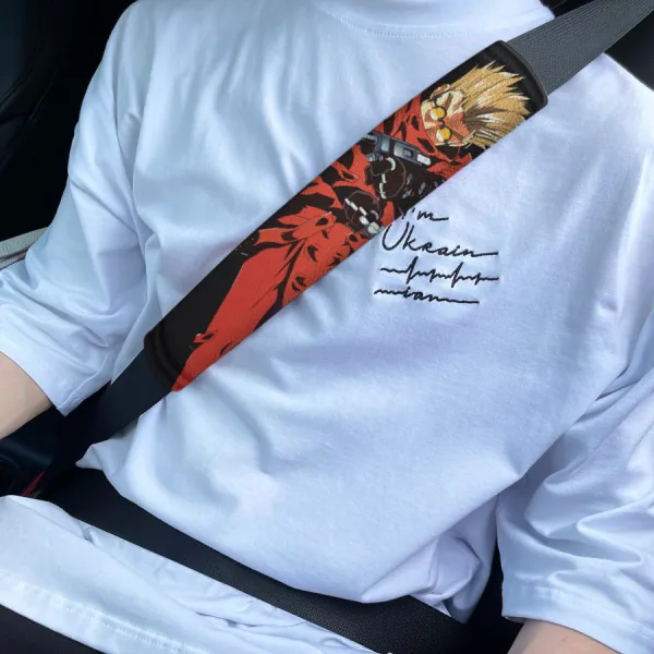 Vash Stampede v4 Gunsmoke Nicholas Wolfwood Meryl Stryfe Milly Thompson Eco Leather Printed Car Seat Belt Cover>