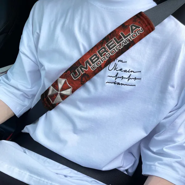 Umbrella Corporation Evil Zombie Outbreak Response Team Raccoon City Leon Eco Leather Printed Car Seat Belt Cover>