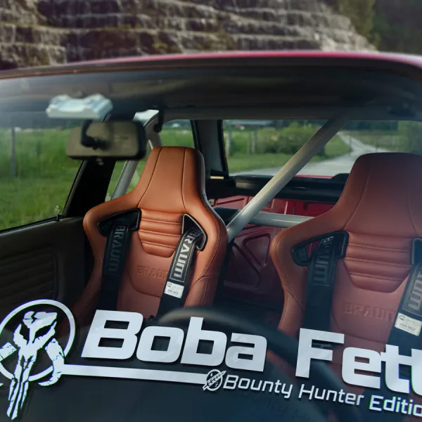 2x Pair Boba Skull Bounty Hunter Mercenary Bantha Slave I Starship Sarlacc Pit Jetpack Armor Helmet Jedi Clone Car Vinyl Sticker Decal>