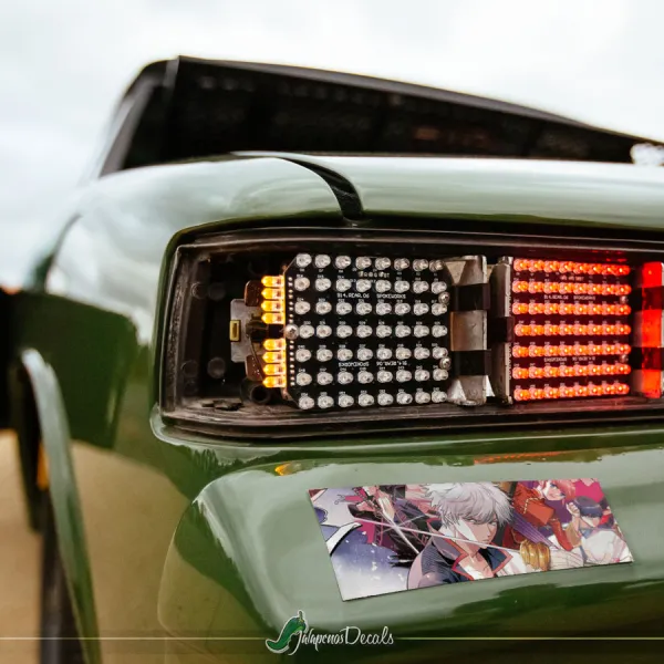 Gintoki Sakata v7 Kagura  Shinpachi Shimura Yorozuya White Yaksha Demon Shiroyasha Samurai Yukata Manga Anime Printed Box Slap Bumper Car Vinyl Sticker Decal>