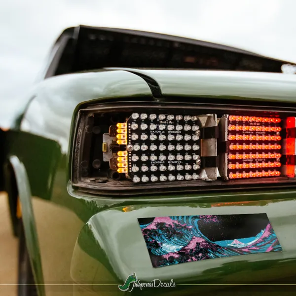 Great Wave Kanagawa v1 JDM Stance Low Neon Style Printed Box Slap Bumper Car Vinyl Sticker Decal>