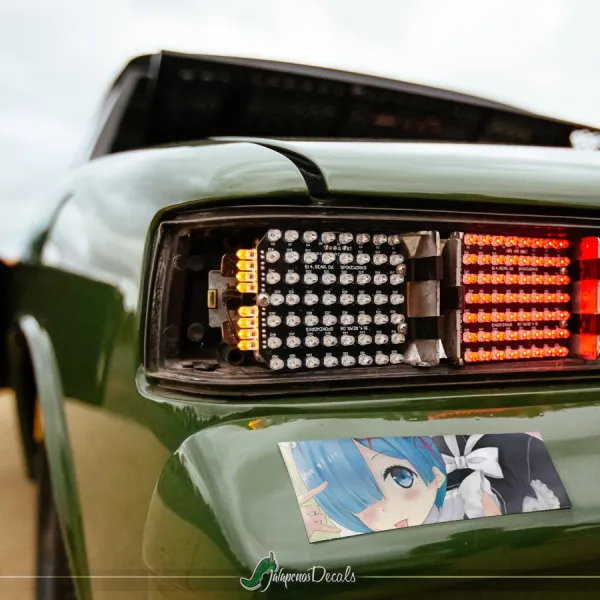 Rem V2 Blue Twin Maid Roswaal Mathers Water Magic Lye Oni Girl Hajimeru Isekai Seikatsu Anime Manga Printed Box Slap Bumper Car Vinyl Sticker Decal>