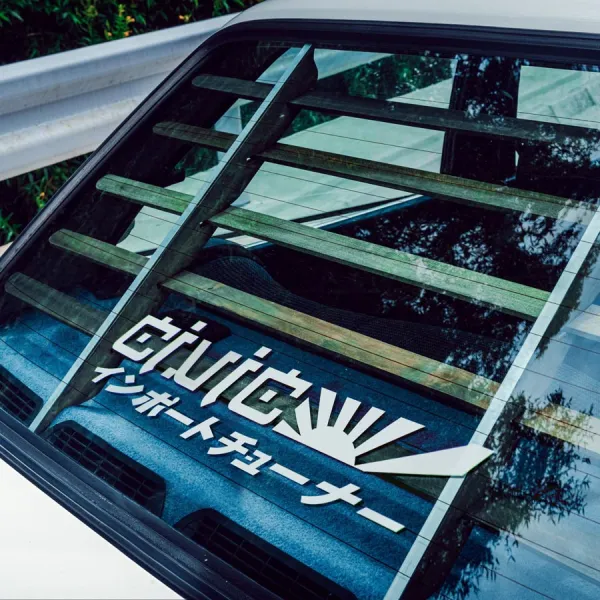 2x Pair Kanji Rising Sun JDM Type R Si EK EG EF EJ FC FB FD Sunburst Japan Made Nippon Street Racing Drift Car Vinyl Sticker Decal>