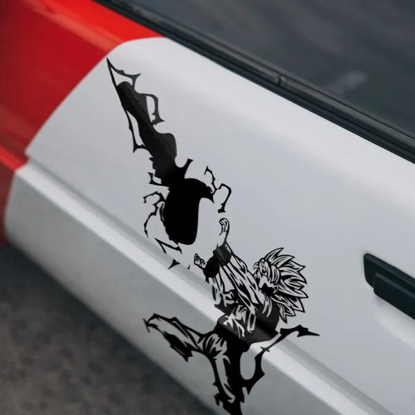 2x Pair Side Dragon Goku Blue Power Strike Z GT Super Saiyan Hood God Anime Manga Car Vinyl Sticker Decal >