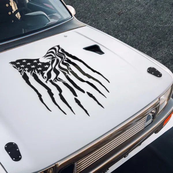 Eagle Hood v2 Wings Freedom Bird Liberty American Pride Stars and Stripes Heritage Patriotic US Army Air Force Navy Marines Military Grunge Distressed Car Vinyl Sticker Decal>