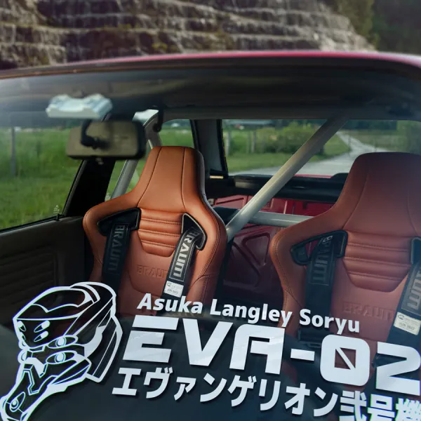 2x Pair Eva Unit 02 Asuka Langley Soryu Angel NERV Anime Manga Car Side Vinyl Sticker Decal>