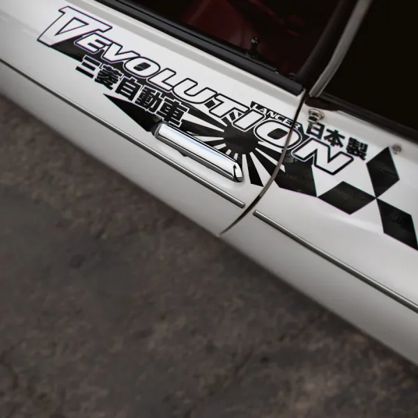2x Pair Side v10 V 5 Lancer Evo 三菱 自動車 JDM Japan Made Rising Sun Evolution GT-A RS WRC GSR MR MIVEC DOHC Car Vinyl Sticker Decal>