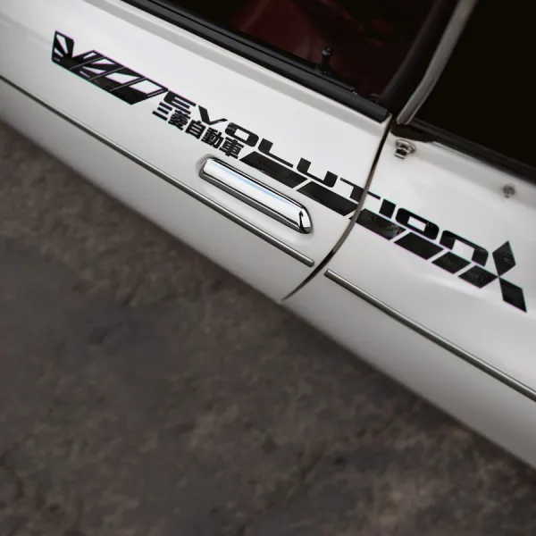 2x Pair Side v5 VIII 8 Lancer Evo 三菱 自動車 JDM Japan Made Rising Sun Evolution RS GSR MR MIVEC DOHC Car Vinyl Sticker Decal>