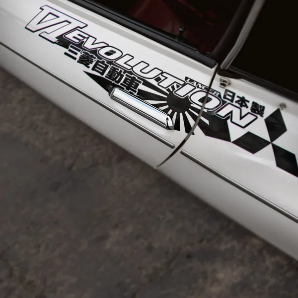 2x Pair Side v9 VI 6 Lancer Evo 三菱 自動車 JDM Japan Made Rising Sun Evolution GT-A RS GSR MR MIVEC DOHC Car Vinyl Sticker Decal>