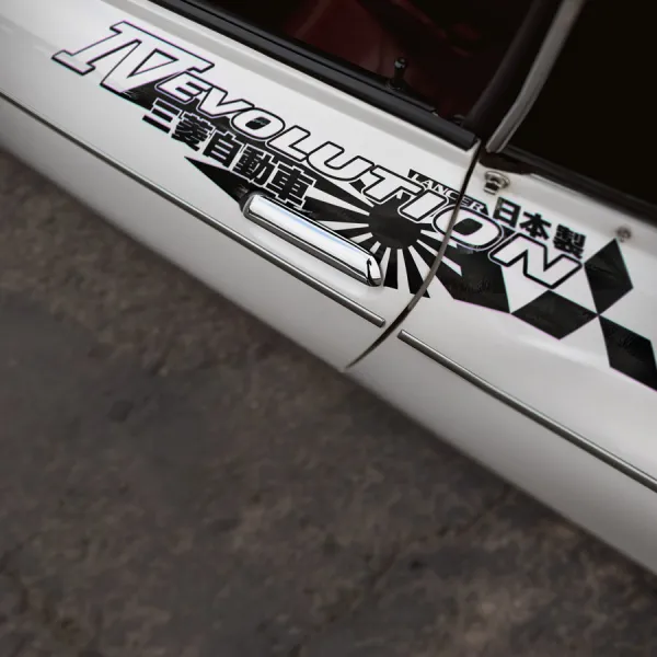 2x Pair Side v11 IV 4 Lancer Evo 三菱 自動車 JDM Japan Made Rising Sun Evolution GT-A RS WRC GSR MR MIVEC DOHC Car Vinyl Sticker Decal>