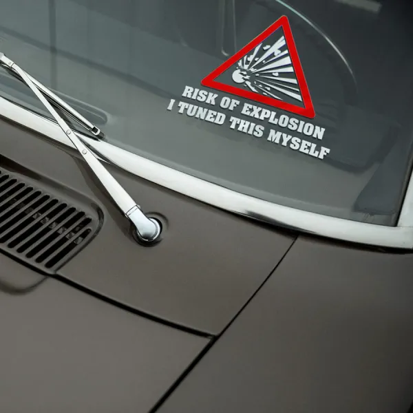 2x Pair Funny Risk Explosion JDM Tuned Stance Slammed Lowered Flush Vinyl Sticker Decal >