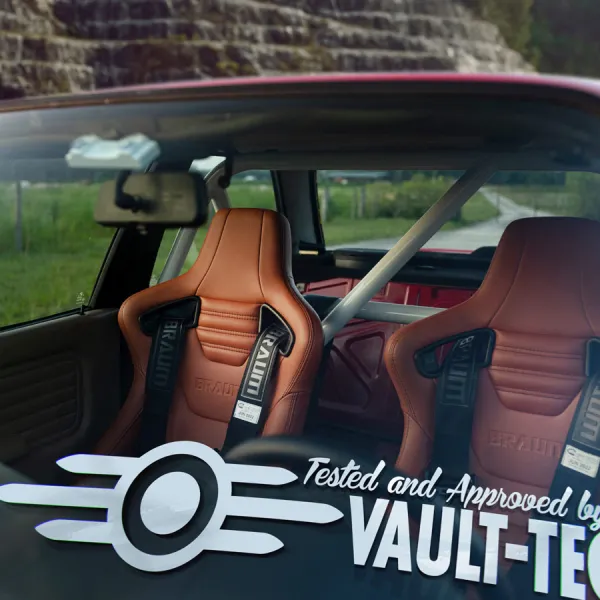 2x Pair Tested and Approved by Vault-Tec Shelter Wasteland Survival Post Apocalyptic Car Side Vinyl Sticker Decal>