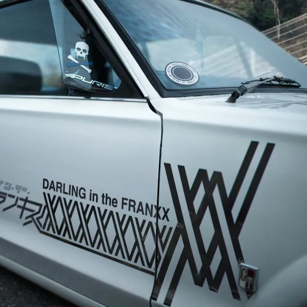 2x Pair Side Kanji Zero Two Code 002 Strelizia Sutorerichia Klaxo Sapien Parasites Ichigo 015 Delphinium Hiro APE Mecha Anime Manga Car Vinyl Sticker Decal>