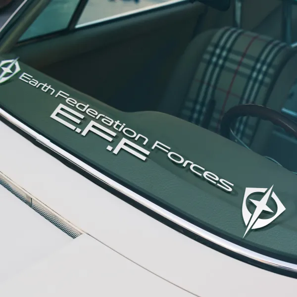 Earth Federation Forces EFF Banner Windshield RX-78-2 Amuro Ray Anime Manga Car Vinyl Sticker Decal>
