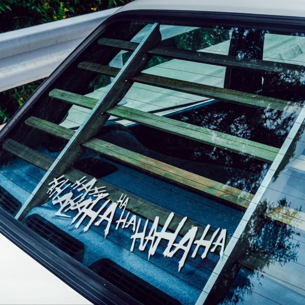 2x Hahaha Laugh Smile Chaos Wild Card Gotham’s Clown Arkham Asylum Why So Serious Bad Suicide Evil Bruce Wayne Car Vinyl Sticker Decal>