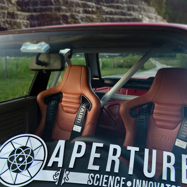 2x Pair Aperture Science Laboratories v2 Testing Chambers Vault Gun Cave Johnson Caroline GLaDOS System Geek Car Vinyl Sticker Decal>