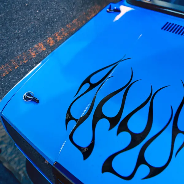 Hood Flame v2 Pinstripe Fire Tribal Hot Rod Vintage Street Drag Night Run Racing Speed Drift Circuit Outlaw Tuning Track Warrior Muscle Car Vinyl Sticker Decal>