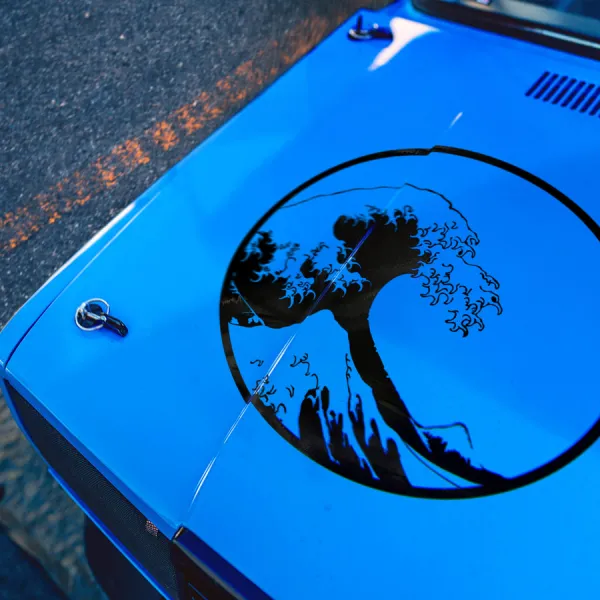 Hood Great Wave Kanagawa JDM Stance Low Made Japan Stance Tuning Build Rising Sun Katakana Racing Car Vinyl Sticker Decal>