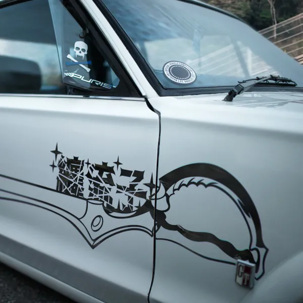 2x Pair Side Scissor Blade Life Fibers Katakana Ryuko Matoi Senketsu Goku Honnouji Nudist Beach REVOCS Waifu Girl Boobs Anime Manga Car Vinyl Sticker Decal>