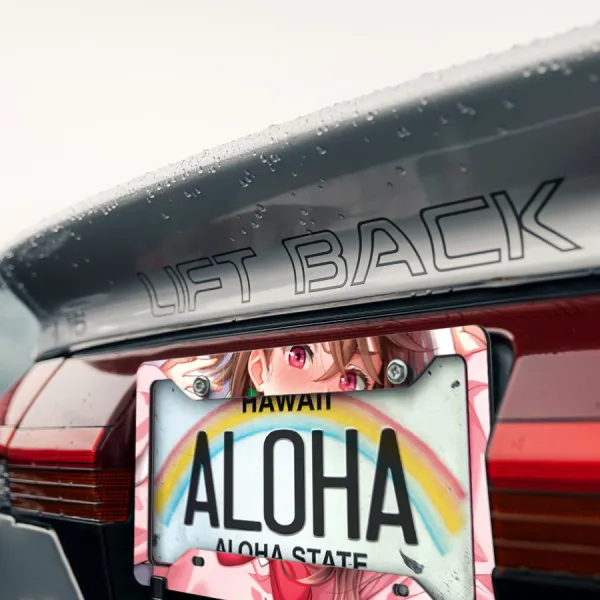 Momo Ayase v3 Paranormal Turbo-Granny Spirit Medium Okarun Waifu Girl Anime Manga Printed Aluminum Composite Car License Plate Frame>