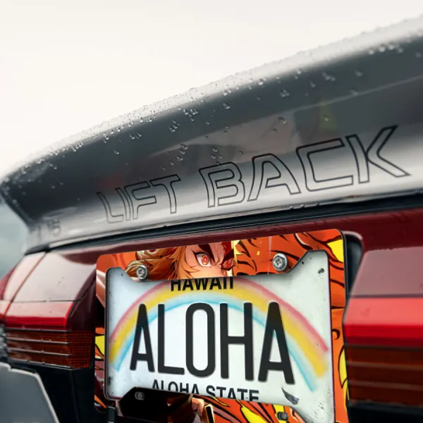 Kyojuro Rengoku v2 Flame Hashira Breathing Demon Corps Otaku Anime Manga Printed Aluminum Composite Car License Plate Frame>