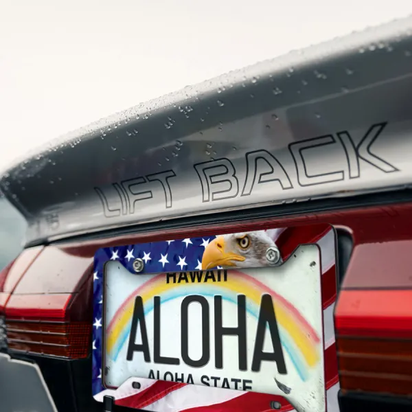 USA Eagle Flag Stars Stripes Patriotic American Printed Aluminum Composite Car License Plate Frame>