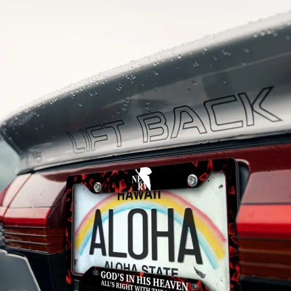 NERV Organization God Heaven Angel Anime Manga Printed Aluminum Composite Car License Plate Frame>