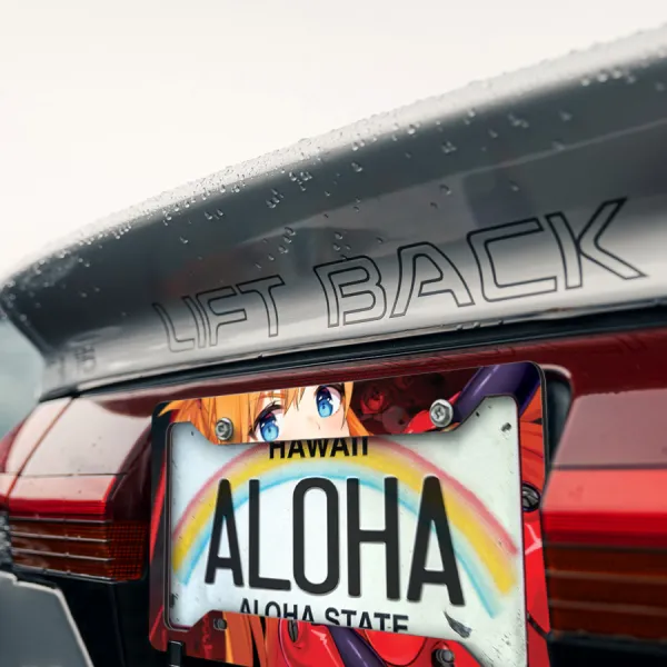 Asuka Langley Soryu v4 Eva Unit 02 Pilot Angel NERV Tokyo 3 Magi Mecha Waifu Girl Anime Manga Printed Aluminum Composite Car License Plate Frame>