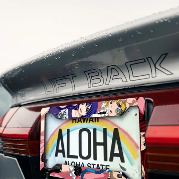 Lucy Heartfilia Team Natsu Mage Guild Erza v1 Sexy Hot Girl Boobs Ass JDM Anime Manga Printed Aluminum Composite Car License Plate Frame>