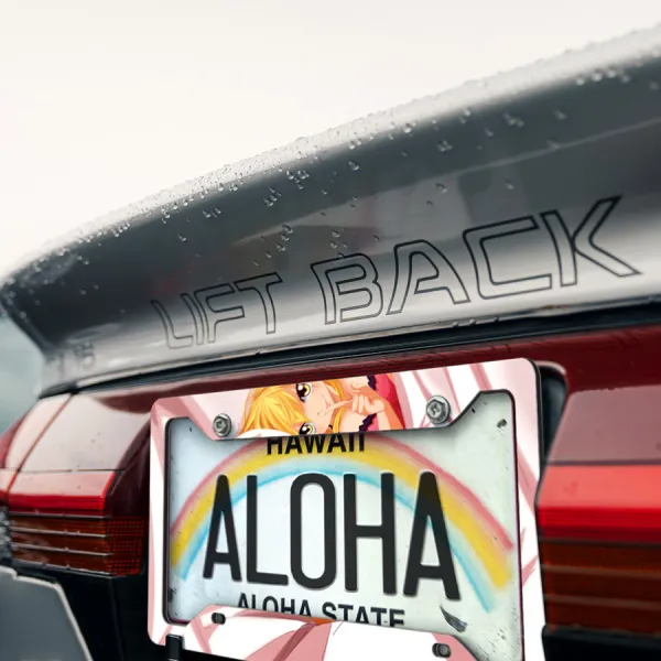 Lucy Heartfilia Team Natsu Mage Guild Erza v5 Sexy Hot Girl Boobs Ass JDM Anime Manga Printed Aluminum Composite Car License Plate Frame>