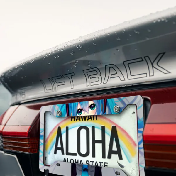 Miku 01 v1 Vocaloid Virtual Idol Singer Weeb Otaku Waifu Anime Manga Girl  Printed Aluminum Composite Car License Plate Frame>