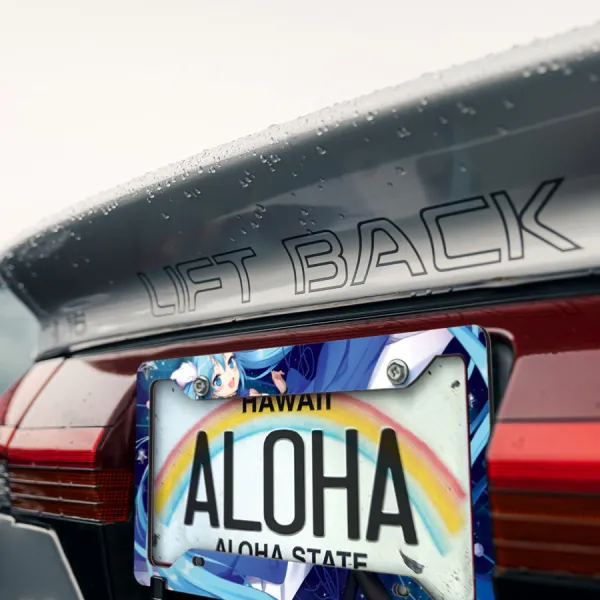 Miku 01 v2 Vocaloid Virtual Idol Singer Weeb Otaku Waifu Anime Manga Girl  Printed Aluminum Composite Car License Plate Frame>