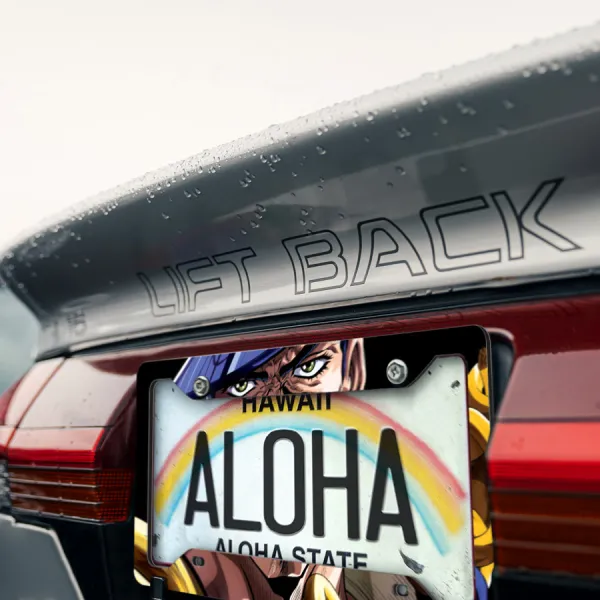 Jotaro Kujo v4 Stand Star Platinum Cap Golden Hand Symbol Chain Menacing Anime Manga Printed Aluminum Composite Car License Plate Frame>