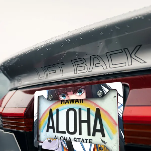 Satsuki Kiryuin v7 Three Star Goku Kamui Junketsu Senketsu Uniform Scissor Blades Nudist Beach Waifu Girl Anime Manga Printed Aluminum Composite Car License Plate Frame>