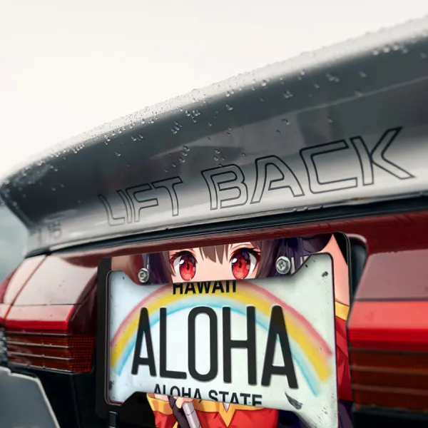 Megumin v2 Arch Wizard Magic Crimson Demon Belzerg Fantasy World Anime Sexy Hot Girl Printed Aluminum Composite Car License Plate Frame>