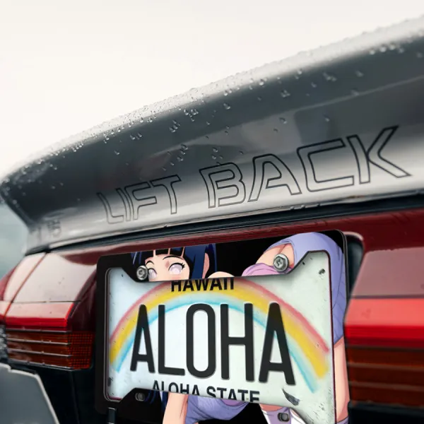 Hinata Uzumaki v1 Kunoichi Konohagakure Hyūga Clan Team 8 Girl Anime Manga Printed Aluminum Composite Car License Plate Frame>