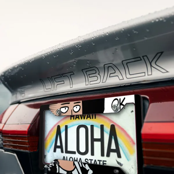 Saitama Master Senpai Caped Baldy A-Class Rank 39 Hero Association Power The Fist Anime Manga Printed Aluminum Composite Car License Plate Frame>