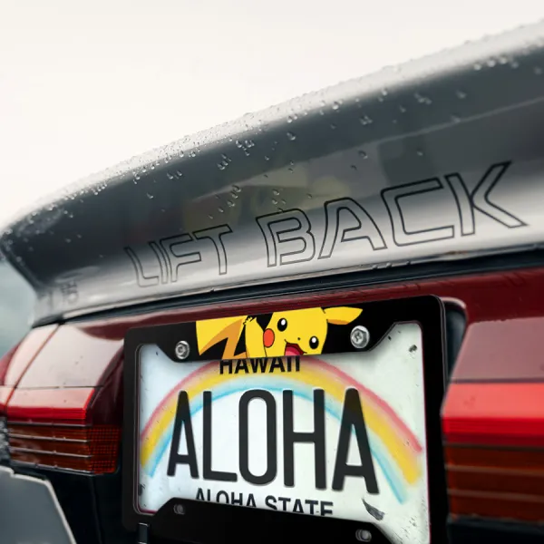 Pikachu V3 Mouse Electric Thunderbolt Volt Yellow Stripes Tail Ash Ketchum Anime Manga Movie Printed Aluminum Composite Car License Plate Frame>