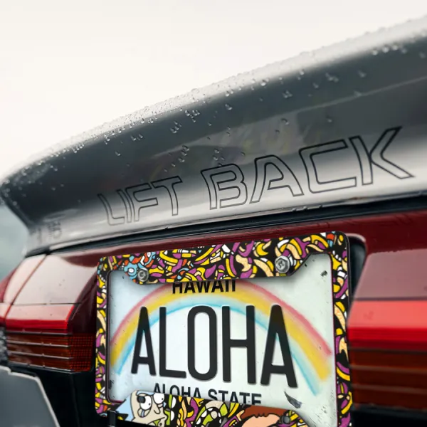 Cartoon Morty V4 Wubalubadubdub Rick Printed Aluminum Composite Car License Plate Frame>