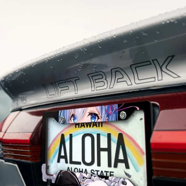 Rem v3 Blue Twin Maid Emilia Camp Roswaal Mathers Water Magic Lye Oni Girl Kingdom Lugunica Waifu Girl Anime Manga Printed Aluminum Composite Car License Plate Frame>