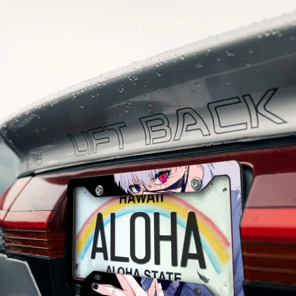 Ken Kaneki v3 One-Eyed King Eyepatch Mask Kagune Anteiku Quinx Smile Teeth Otaku Weeb Anime Manga Printed Aluminum Composite Car License Plate Frame>