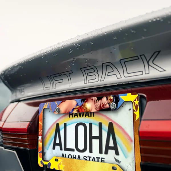 Diana Prince v1 Amazon Tiara Star Golden Lasso Themyscira Superhero Comics Lady Driven Girl Printed Aluminum Composite Car License Plate Frame>