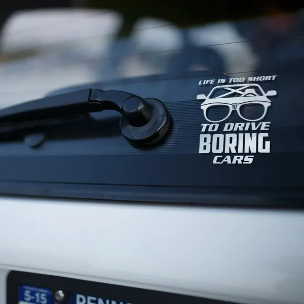 2x Pair Funny JDM Life too Short Drive Boring Car Stance Low Slammed Vinyl Sticker Decal >