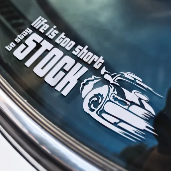 2x Pair Life Is Too Short To Stay Stock JDM Build Stance Low Racing Drift Slammed Car Vinyl Sticker Decal >