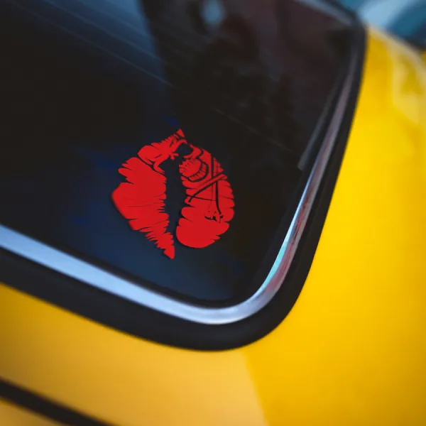 2x Pair of Skull Lips Hot Kiss Driven Woman Lady Girl Sticker Decal Car Truck Vinyl Sticker Decal>