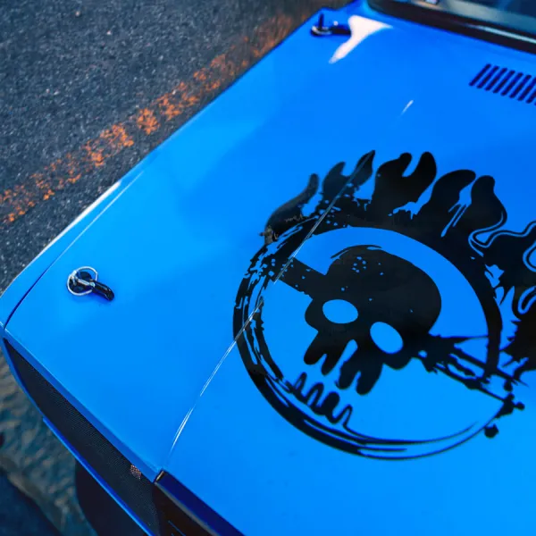 Hood Distressed Skull v2 Immortan Joe Wasteland Citadel Gasoline V8 Interceptor Thunderdome War Boys Rig Convoy Lovely Day Fury Car Vinyl Sticker Decal>