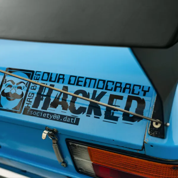 2x Pair Our Democracy Has Been Hacked Fsociety Digital Freedom Anonymous Mask Cyber Glitch Hacker Culture Elliot Alderson Car Vinyl Sticker Decal>